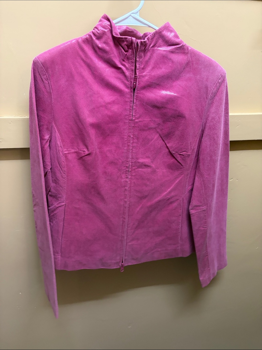 Express Magenta Suede Zip-Front Jacket